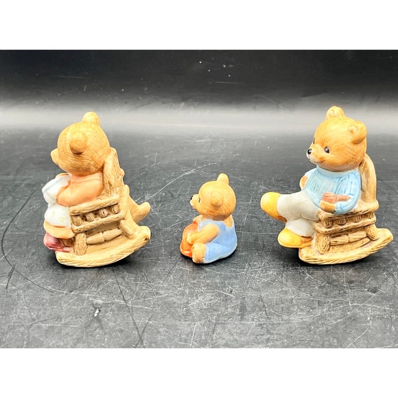 Vtg Set of 3 Homco Porcelain Teddy Bear Family Figurines Mother Father Baby 2.5" - Picture 3 of 6